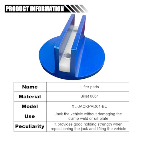 Universal Magnetic Jack Pad, 0.37" Slotted Aluminum Grooved Pad | Jack Puck Pinch, Pinch Weld Frame Rail Adapter with Large Slotted for Most Cars SUVs Trucks, Blue - color: Blue