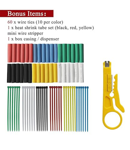 XINWANG 28AWG Silicone Wire, 6 Colors, 65.62FT Each | 28AWG stranded tinned copper wire, silicone insulation (OD:1.3mm); 6-color kit, 65.6FT ea.; electronics, LED, breadboard - size: 28AWG (0.08 mm² / 20 M) - Silicone