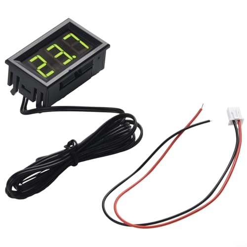 Digital Temperature Meter with Probe, LED Display DC 5-12V Car Temperature Panel Meter Gauge -50~110°C Temperature Gauge Sensor(Green) - color: Green