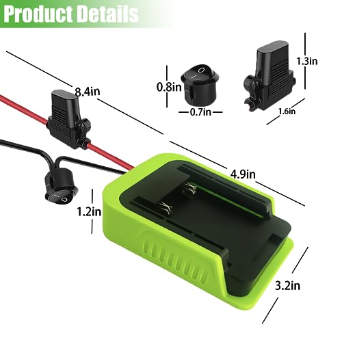 TPDL Power Wheel DIY Adapter for Ryobi 40V Battery Dock Power Connector Wire Robotics 14 Gauge Wire, with Fuse & Switch