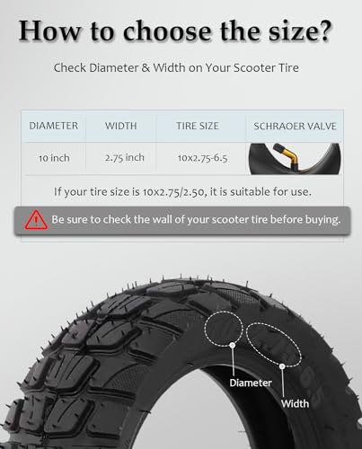 10 Inch 10x2.75-6.5 Off-road Tire Rubber Inner Tube Suitable for Speedway 5 Dualtron 3 Hover-1 Alpha JOYOR S Hiboy Titan PRO Electric Scooter Explosion-Proof Shockproof Super-Grip - color: inner tire*1