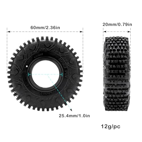 MEUS RACING 1.0 Tires - MS6 MPRO Pin Tires for TRX4M SCX24 FCX24 AX24 1/24 1/18 RC Crawler, 0.79/2.36/R1.0, #M1002 - size: M1002