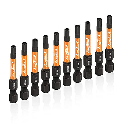 toolant 4mm S2 Steel Impact Hex Head Allen Wrench Drill Bits Set, 10pcs, 2" Long with Storage Box | CNC-machined tips, S2 alloy steel body, hardened core, magnetic fastener retention, impact-driver use - size: 4mm(10pcs)