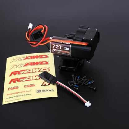 RCAWD Full Metal 2-Speed Transmission Gearbox with Base for FMS 1/18 Crawler Parts(Black - color: Black
