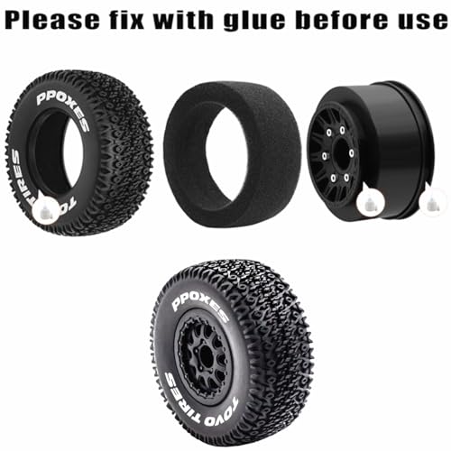 RC Short Course Truck Wheels and Tires with 12mm 14mm 17mm Hex Upgrade Parts for 1/10 Slash 2WD 4×4 Arrma Senton Axial Losi Redcat Rc4wd Hex RC Car.（Black）