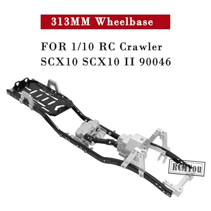 RC Frame 313mm Wheelbase Metal Chassis Upgrades Part for 1/10 SCX10 SCX10 II 90046 RC Crawler Car,RC Upgrades Hop Ups Wheelbase Chassis with Prefixal Gearbox,Upgrade 2022,More Durable