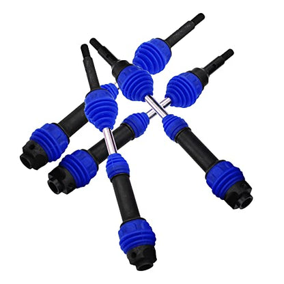 2Pairs Vgoohobby Steel Drive Shaft CVD Dogbon Front Rear Driveshaft Compatible with Traxxas Slash 4X4 Stampede Rustler Hoss VXL 4X4 RC Truck Car (Blue) - color: Blue