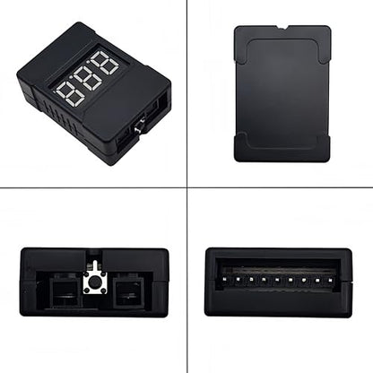 6PCS 2in1 1-8s Lipo Battery Voltage Tester Black Shell RC Low Voltage Buzzer Alarm Use for 1-8s Lipo/Li-ion/LiMn/Li-Fe