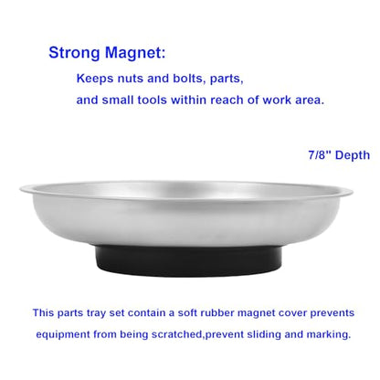 Magnetic Parts Tray 3 Pack, 6" Round Magnetic Parts Bowl, Stainless Steel,for Screw Socket Pin Tools Nuts Bolts Ferruginous Metal Accessories - style: Bowl 3pc