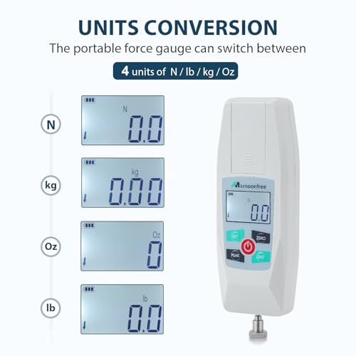 500N Digital Force Gauge Push Pull Meter Portable KF-500N | Multi Units N LB Kg Oz Storage Case Auto Backlit LCD Auto Power Off for Compression Tensile Destructive Test
