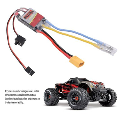 60A Brushed ESC Controller, High Performance Electric Speed Controller with Throttle Loss Protection for RC Cars Trucks and Boats