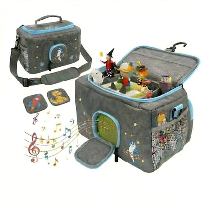 Tonie Carrying Case for Toniebox 1 2, Tonies Figures Storage, Polyester Multifunction Bag, Holds 30-40 Character Figurines & Accessories, 3 Design Patterns (blue) - color: blue
