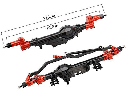 Latest Model Aluminum Portal Front and Rear Axle for 1/10 Axial Wraith 90018 90048 90053 90018 90020 90045 90056 RR10 RC Model Crawler Car (Black with Red)