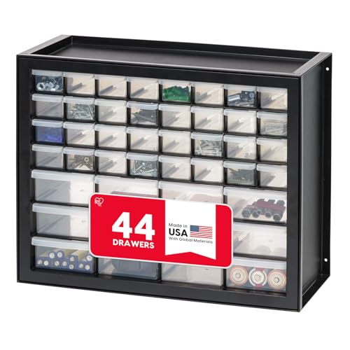IRIS USA 44-Drawer Small Parts Storage Cabinet, Crafts, Made in USA, Black | Wall-mountable, Stackable, Building Bricks, Screws, Nuts & Bolts, Hardware, Garage Tool Storage - color: Black, size: 44 Drawer