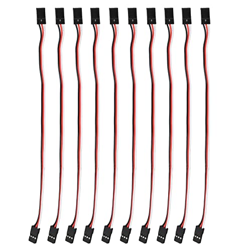 Servo Extension Cable, 10PCS 3 Pin Servo Connection Cable Model Car, Compatible with Futaba and JR, Servo Driver Connection Line Brass Inner Core (200mm Female to Female)