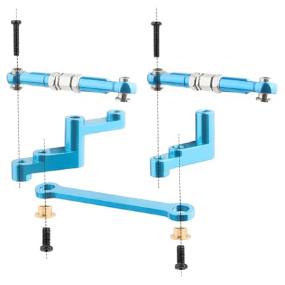 Aluminum Suspension Arms & Steering Knuckle Kit & Shock Tower & Linkage Assembly Parts for 1/16 Scale H16BM H16DR H16PL H16E & 16207 16208 16209 RC Upgrade Part(Blue)