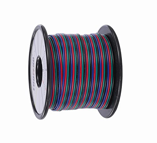TUOFENG 22 AWG 4 Pin RGB Extension Cable, 40ft | LED Strip Wire - size: 22 AWG 4 Parallel PVC Wire 40ft