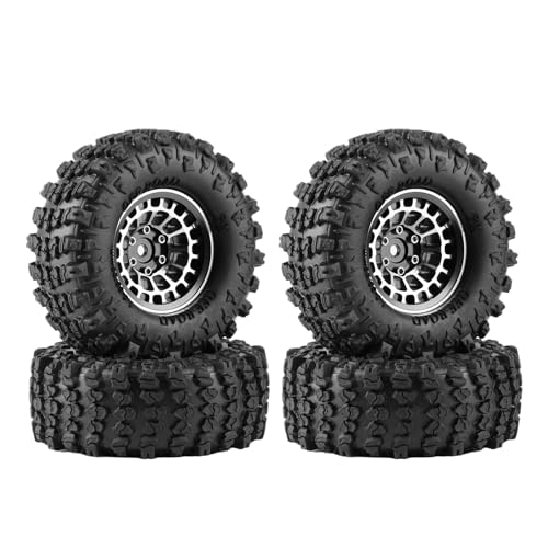 GLOBACT 1.3 Wheels Tires Offset -3.75mm for SCX24 AX24 TRX4M 1/18 1/24, BK - color: Black