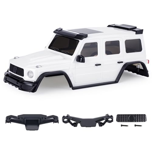 Hard Body Shell for Axial SCX30 1/30 RC Crawler ABS Plastic Body Cover with Light Bucket & Spare Tire Mount Direct Fit Replacement DIY Upgrade (White) - color: White
