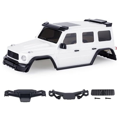 Hard Body Shell for Axial SCX30 1/30 RC Crawler ABS Plastic Body Cover with Light Bucket & Spare Tire Mount Direct Fit Replacement DIY Upgrade (White) - color: White