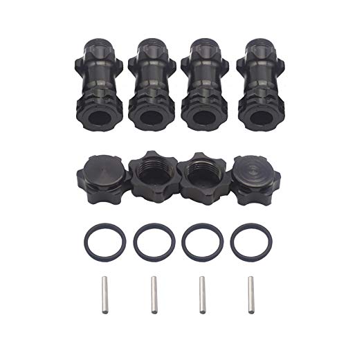 4Pack ShareGoo Aluminum 17mm Wheel Hex Hub 30mm Extension Adapter Drive Hub with 12mm Anti-Dust Cap Compatible with HPI HSP Axial Traxxas Himoto 1/8 RC Car Buggy Monster Truck