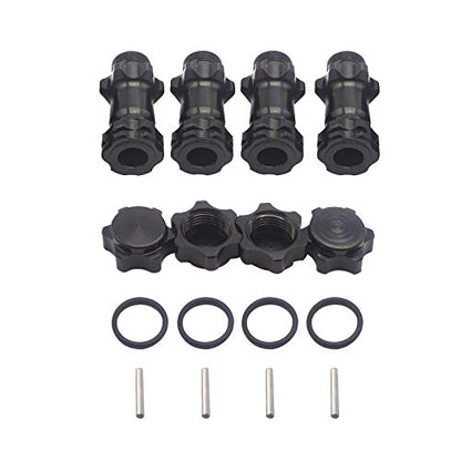 4Pack ShareGoo Aluminum 17mm Wheel Hex Hub 30mm Extension Adapter Drive Hub with 12mm Anti-Dust Cap Compatible with HPI HSP Axial Traxxas Himoto 1/8 RC Car Buggy Monster Truck