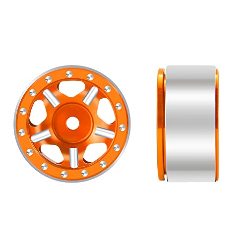 RC-Hub 4Pcs Aluminum Alloy 1.0" Micro Beadlock Wheels for 1/24 Axial SCX24 90081 AXI00001 AXI00002 RC Crawler Car (Orange) - color: Orange