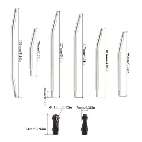 RC car Components Compatible with Axial for SCX10 for SCX10 II 90046 1/10 RC Crawler Car Upgrade Parts Metal Link Set Steering Rod End Kit(313mm) - size: 313mm
