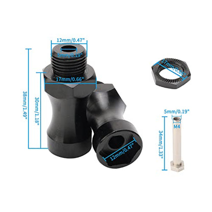 4PCS RC Wheel Hubs 12mm Turn 17mm Hex Adapter Nuts 30mm Extension for 1:10 Scale Monster Truck SCT Buggy Off Road Cars Upgrade 1:8 Wheels, Black - color: Black