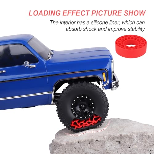 HobbyPark 1.0 Tires Silicone Inserts Foam fit 62-64mm*24mm for 1/18 1/24 Scale RC Crawler Trucks, Super Soft, 4pcs (Red) - color: Red (Large)