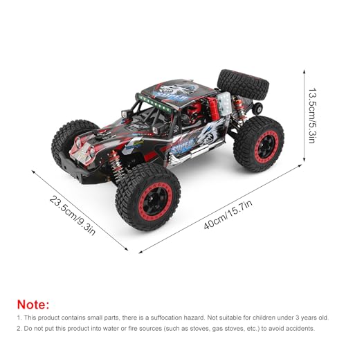 GoolRC WLtoys 124028 Brushless Fast RC Cars, 1:12 Scale 60KM/H High Speed Remote Control Car, 4WD All Terrains Off Road RC Monster Truck with Metal Chassis and LED Lights, 2 Batteries for Adults