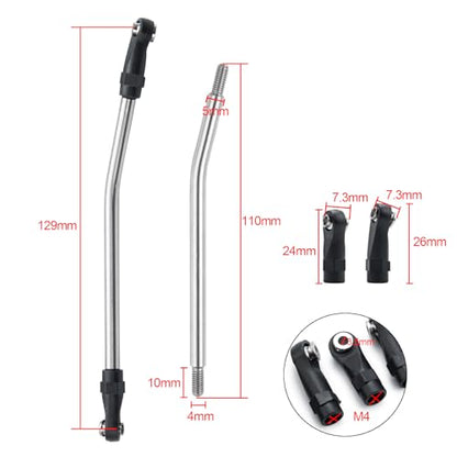 RC Aluminum Rear Lower Trailing Arms and Stainless Steel Steering Linkage Rod Arm Link Rod Compatible with Axial RR10 90048 90053 1/10 RC Car Upgrades Accessories