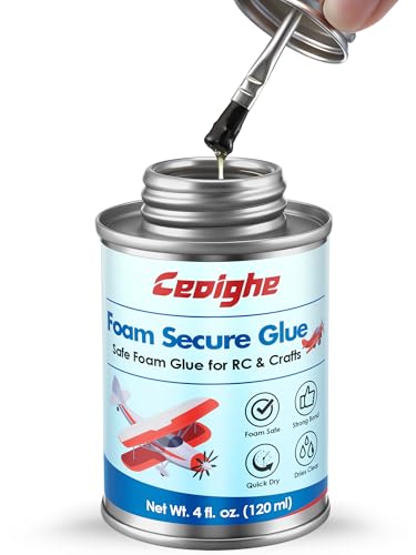 4 OZ Foam Glue with Brush Cap for RC Airplanes Repair Assembly | Foam Safe Adhesive for Precise Bonding Repair on EPO, EPP, EPS, KT Board Model Aircraft & Crafts