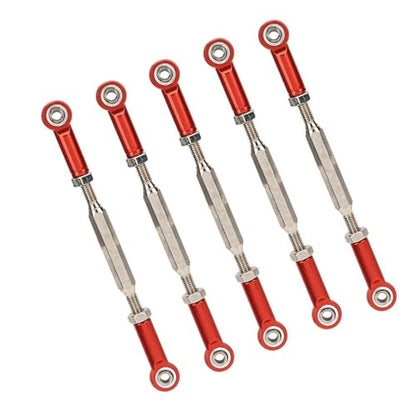 Zopsc 6Pcs 88mm Aluminum Alloy Push Rods, Adjustable Turnbuckle Linkages for RC Car Upgrade Parts Red - color: Red