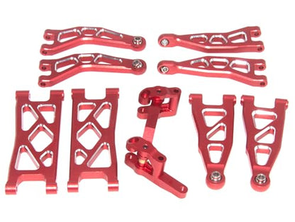 Upgrade Aluminum Front Rear Armss Compatible with 1/18 Armass Granite Grom Mega 380 Brushed 4x4 Monster Truck RTR Alloy Front Rear Suspension Hops Up（Red）