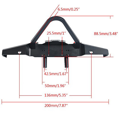 RCLIONS Metal RC Front Bumper with LED Lights Shackles for TRX4, SCX10-ii 1/10 RC Crawler Car