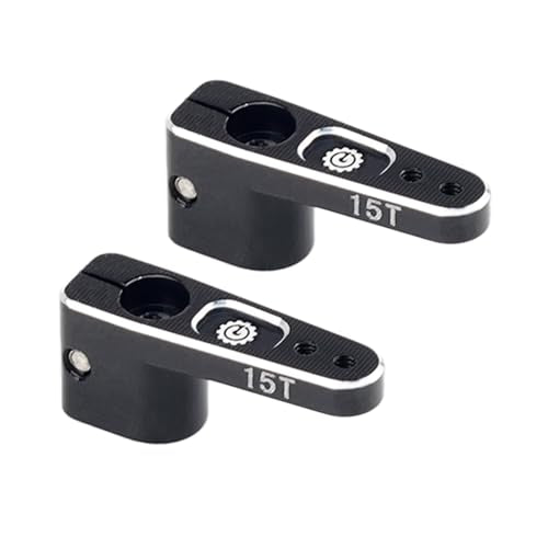 2PCS 15T SCX24 Servo Horn for EMAX ES08MA Suitable for Axial SCX24 AX24 90081 Etc 1/24 RC Crawler Car Upgrades (Black) - color: Black