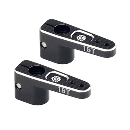 2PCS 15T SCX24 Servo Horn for EMAX ES08MA Suitable for Axial SCX24 AX24 90081 Etc 1/24 RC Crawler Car Upgrades (Black) - color: Black