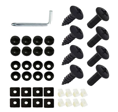 8 PCS License Plate Screws Kit, Stainless Steel Black Finish Fasteners, Black Phillips Screws Replacements, Universal for Most Cars, Trucks and Vans