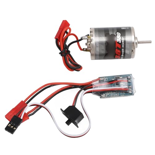 POCREATION RC Brushed Motor ESC, Stainless Steel 380 38T Motor with 30A Brush ESC, 7.2V 19000RPM Large Torsion Combo for 1 16 1 18 RC Car Boat Replacement
