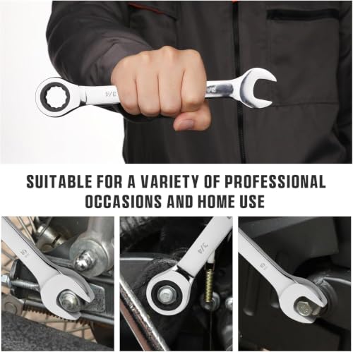 GRENPRO 22PC Ratcheting Wrench Set SAE&Metric Combination Open End Wrenches | 1/4"-3/4"&6-18mm Ratchet Wrenches, Gauge CR-V 72-Tooth 5° Swing 12Pt Mechanic Tools Sets, Roll Pouch for Auto & Home Repair - style: 22PCS Ratcheting Wrench Set Metric&SAE