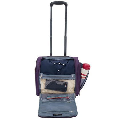 TPRC 15” Underseat Carry-On Luggage Airline Approved Personal Item with USB Charging Port, Purple - color: Purple