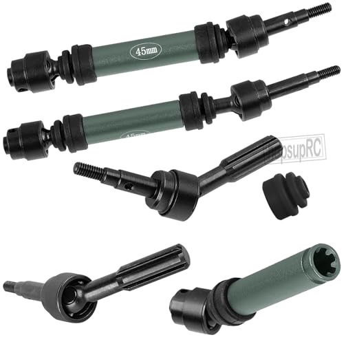 RC Upgrades Part for Stampede Slash Rustler JatO 4X4 VXL/BL-2s,RC #45 Steel CVD Drive Shafts,Harden Front Rear Driveshaft Axles Hops up(4PCS),Replace #9051#9052 Titanium - color: Titanium(4pcs)