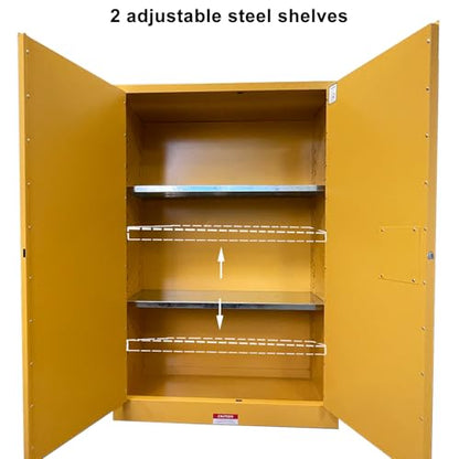Flammable Liquid Storage Cabinet 43" x 18" x 65" Safety Hazardous Lockers | 45 Gal Fire Proof Safe, Double Wall Steel, 2 Manual Doors, Dual Locks, 2 Adjustable Shelves, For Gasoline Liquid Chemical - size: 43"*18"*65"