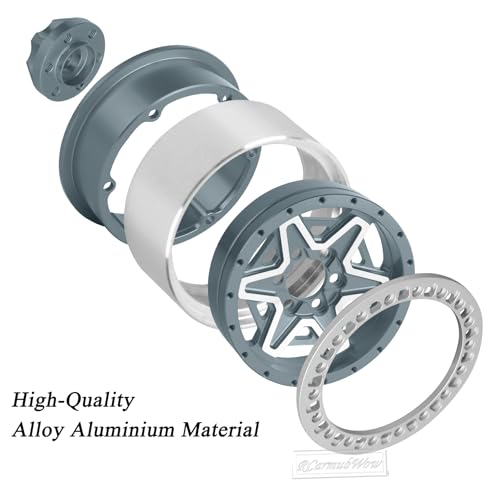 2.2" RC Beadlock Wheels, Aluminum Alloy Rims Compatible with 1/10 SCX10 Capra TRX4 Gen8 Everest Gen7 Pro AMG 6x6 Off-Road Truck,RCarmubWow 2.2 Beadlock Wheel for 1/10 Rock Crawler,Titanium - color: Titanium(4pcs)