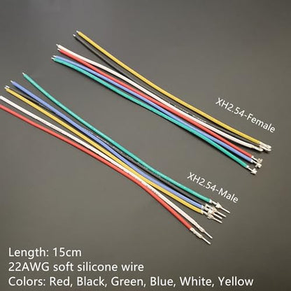 XH 2.54mm Connector Kit with 22AWG pre-Crimped Silicone Cables Wire and 2/3/4/5/6 Pin Male Female Housing JST-XH Adapter