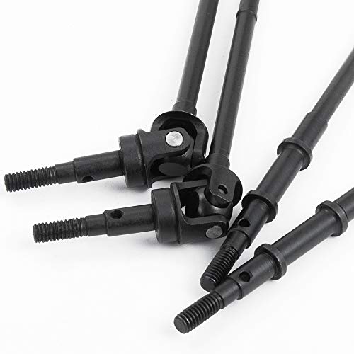 QUE-T 4pcs Steel Crawler Front & Rear Axle Drive Shaft CVD Set for 1/10 RC Axial SCX10II 90046 Car