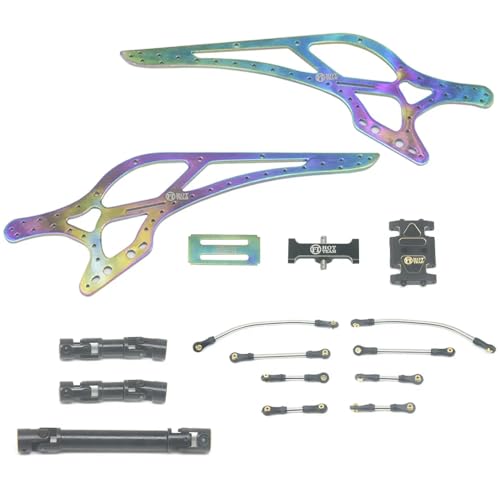 Titanium LCG Chassis Frame Kit with Brass Skid Plate, Steel Driveshaft, Aluminum Links for Axial SCX24 1/24 RC Crawler