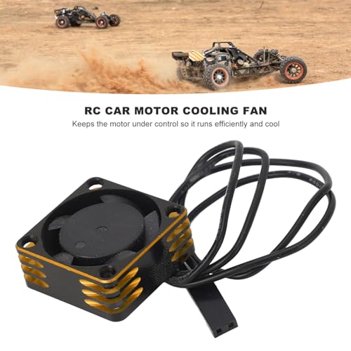 RC Car Motor Cooling Fan for Most RC Model Cars, 25x25mm Aluminum Alloy Lightweight Brushless ESC High Speed Heat Dissipation Fan (Gold)