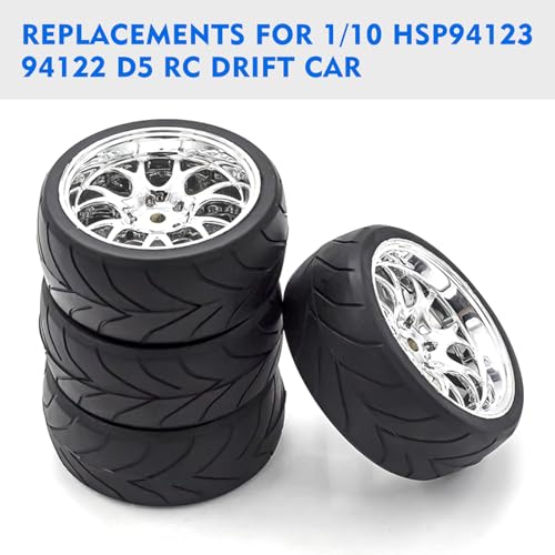 HUIOP RC Drift Tires - 4pcs Replacements for 1/10 HSP94123, 94122, D5 Yokomo RC Drift Car